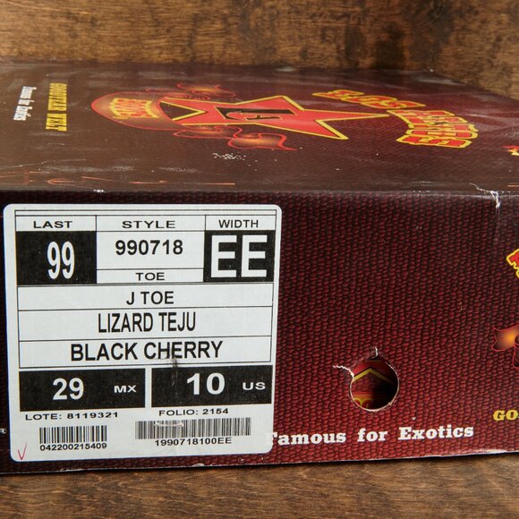 Los Altos Men's Black Cherry Teju Lizard Cowboy Boots 990718 Sz 10 EE STUNNING! - Picture 10 of 14